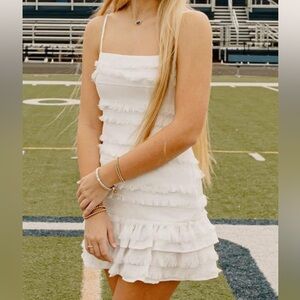 Princess Polly Mini White Ruffle Fringe Dress